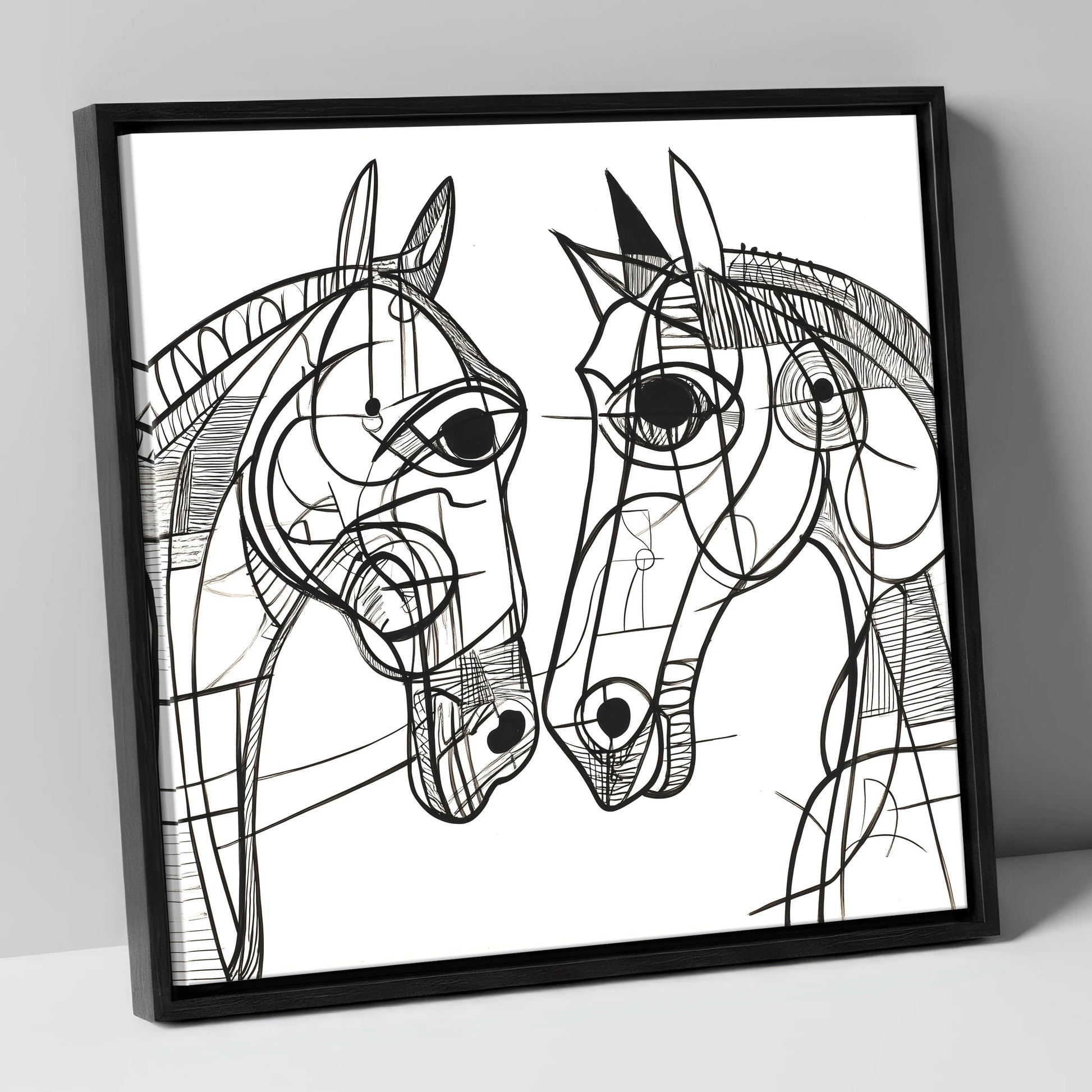 Structural Equine Bond horse portrait canvas wall art in black frame