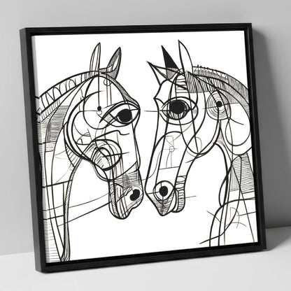 Structural Equine Bond horse portrait canvas wall art in black frame