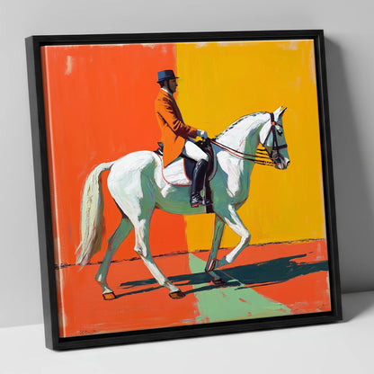 Rhythm In Colour dressage horse canvas wall art in black frame