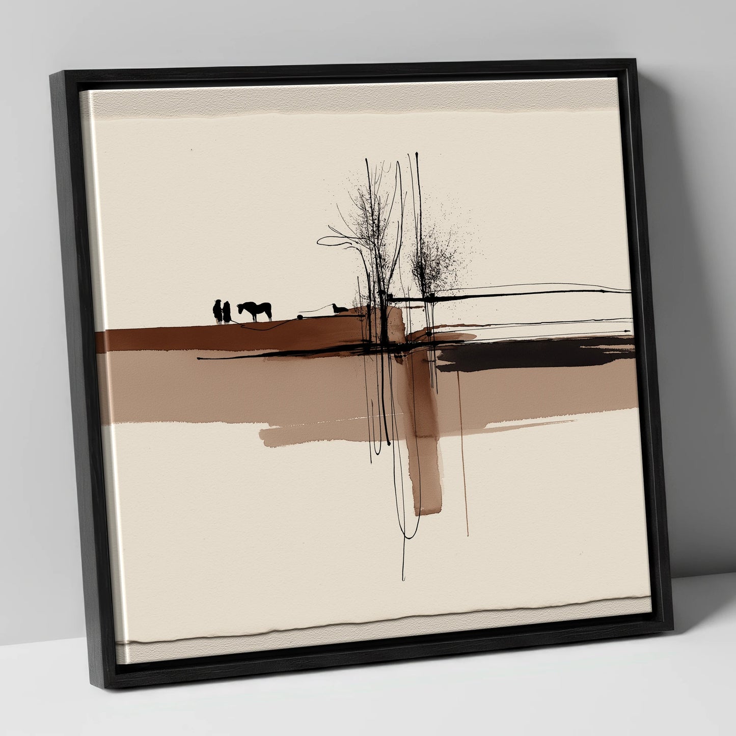 Horizon Bond horse & rider canvas wall art in black frame