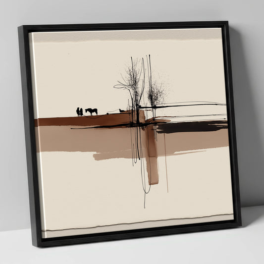 Horizon Bond horse & rider canvas wall art in black frame