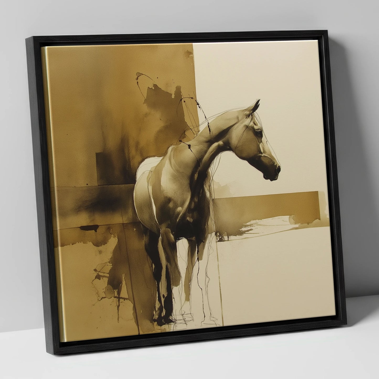 Umber Equine Grace horse breed canvas wall art in black frame