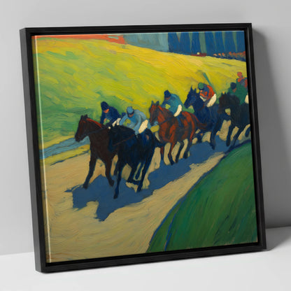 The Final Furlong racing horse canvas wall art in black frame