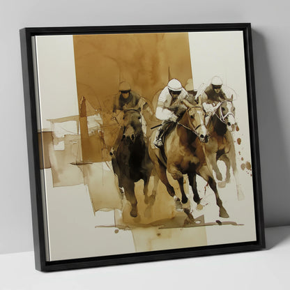 The Final Furlong racing horse canvas wall art in black frame