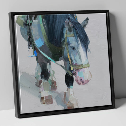 Quiet Strength horse breed canvas wall art in black frame