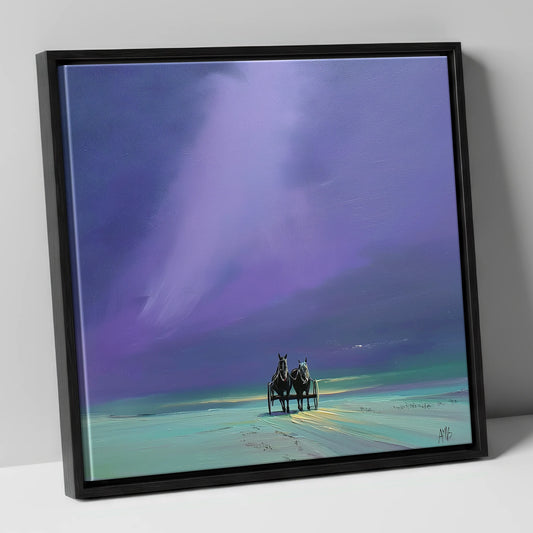 Twilight Harness working horse canvas wall art in black frame