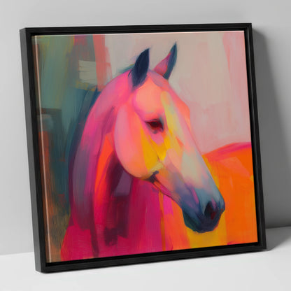 Radiant Equine Spirit horse portrait canvas wall art in black frame