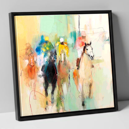 Thundering Silhouettes racing horse canvas wall art in black frame