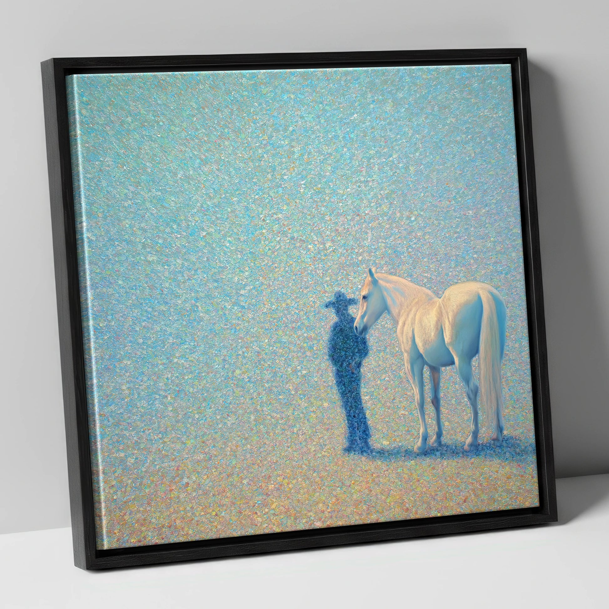 Echoes of the High Plains western horse canvas wall art in black frame