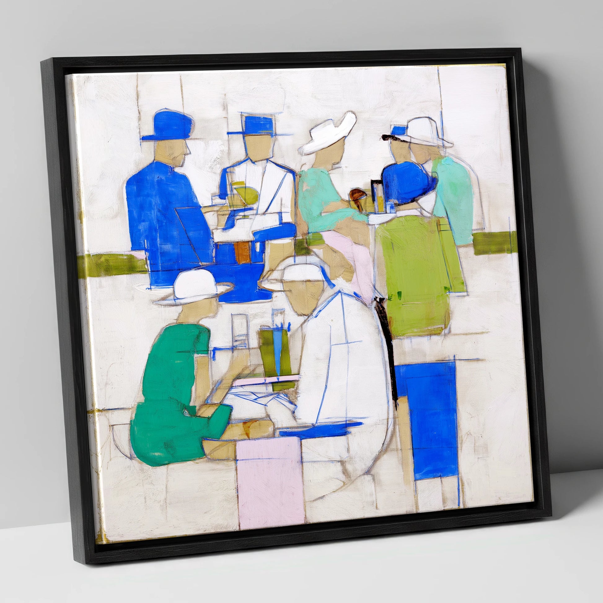 The Racing Crowd racing horse canvas wall art in black frame