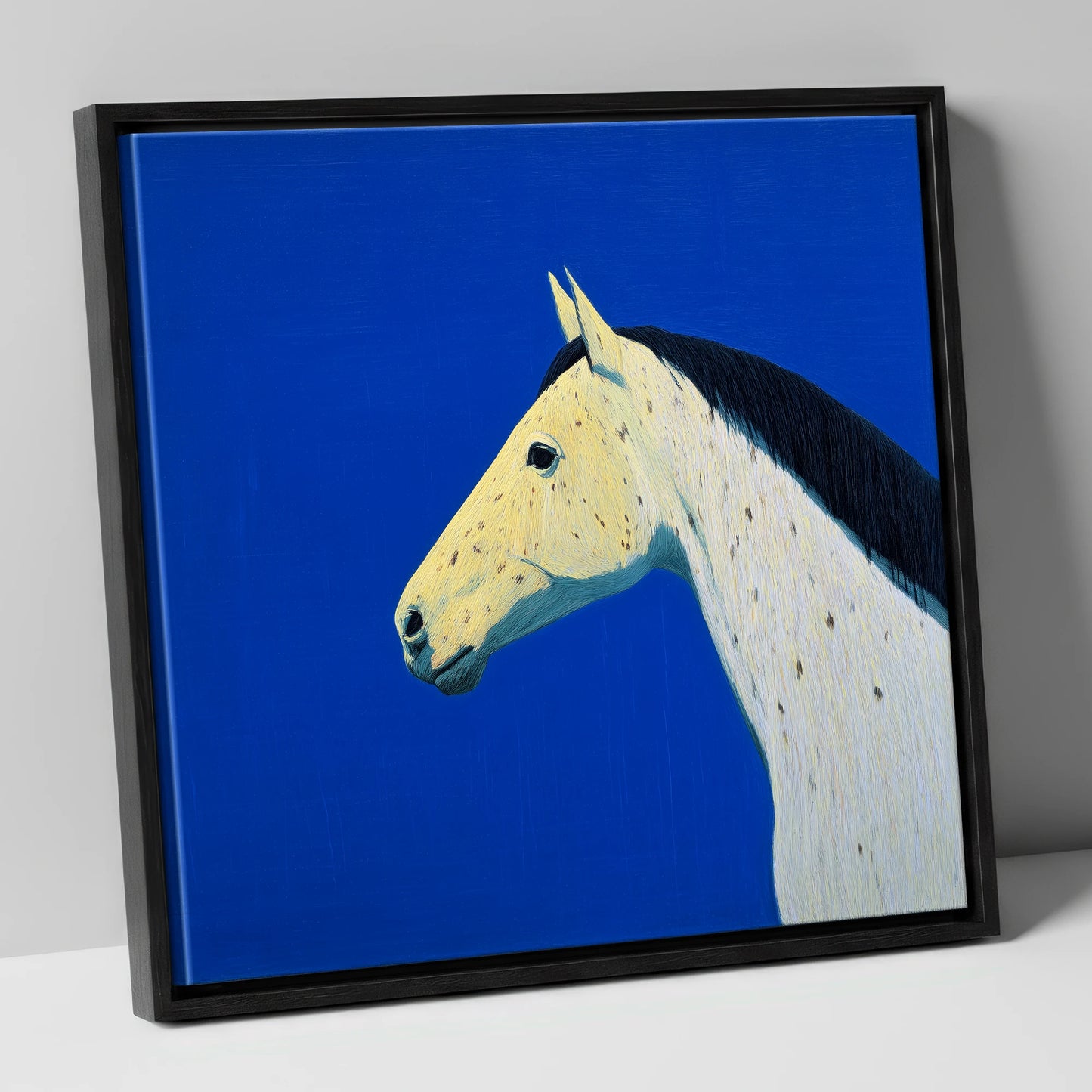 The Azure Profile horse breed canvas wall art in black frame