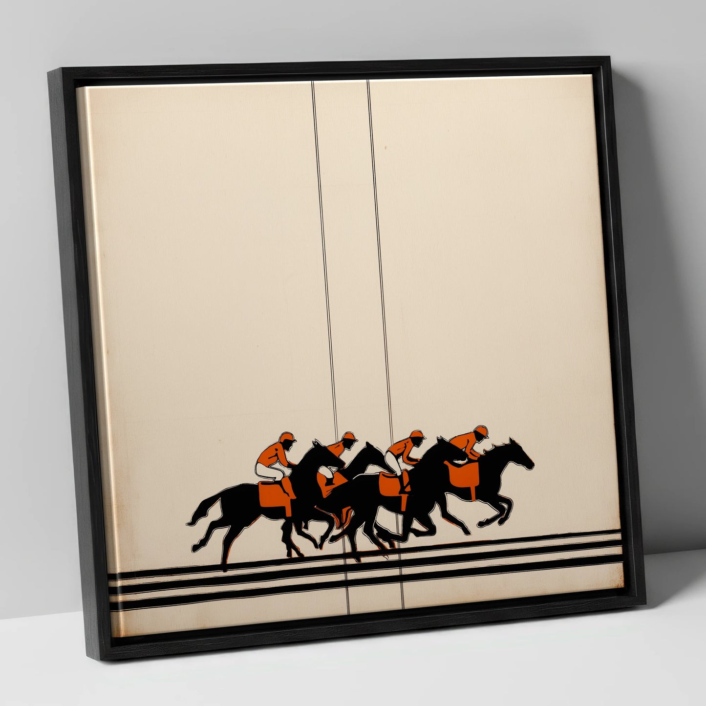 The Orange Silks racing horse canvas wall art in black frame