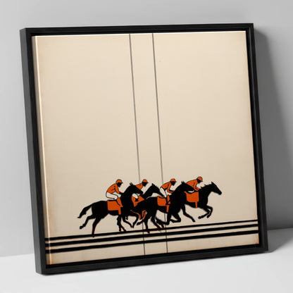 The Orange Silks racing horse canvas wall art in black frame