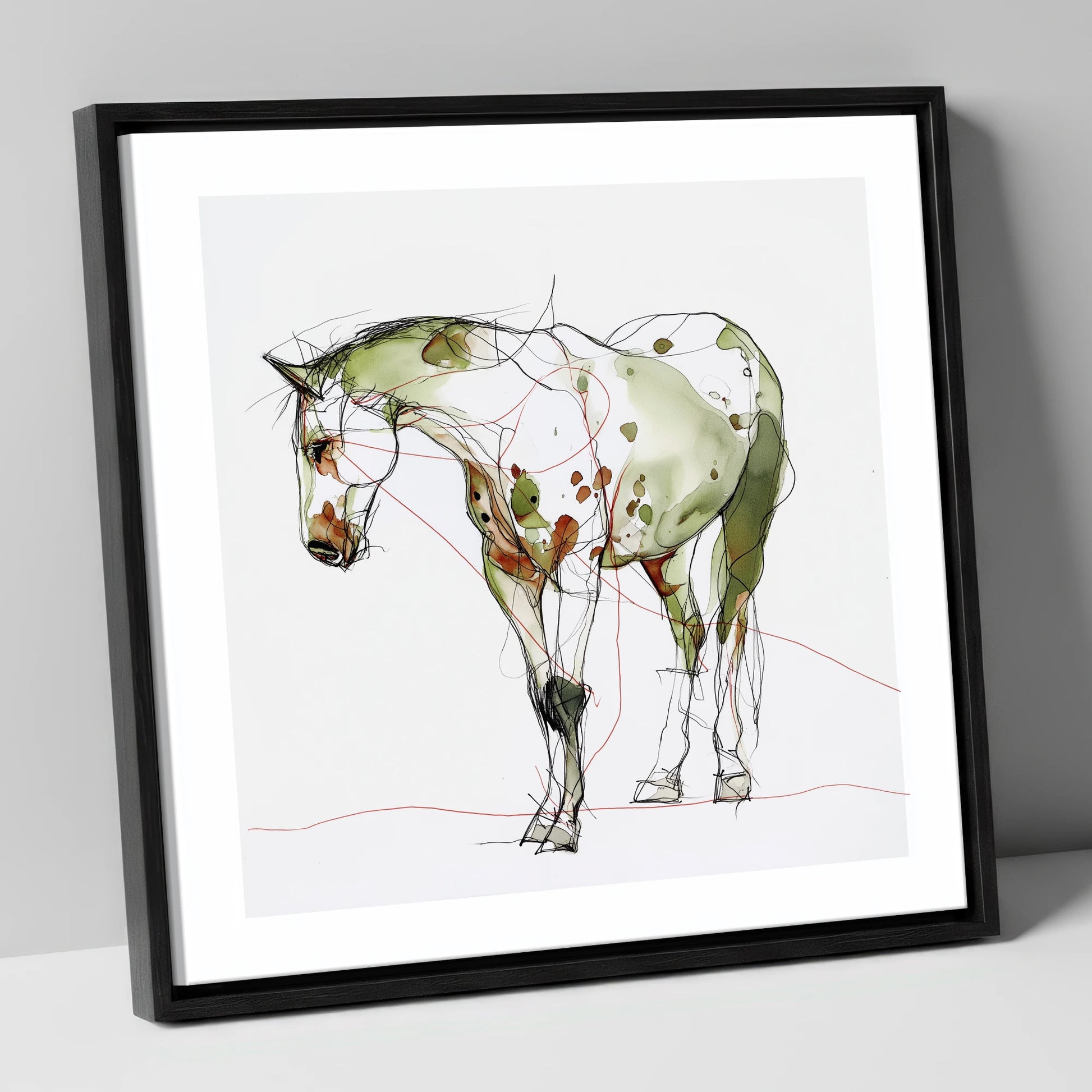 Earthy Appaloosa Contour horse breed canvas wall art in black frame
