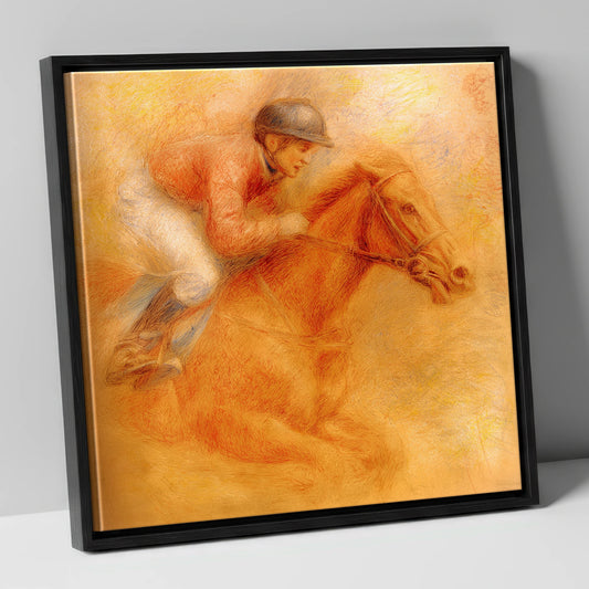 The Final Furlong racing horse canvas wall art in black frame