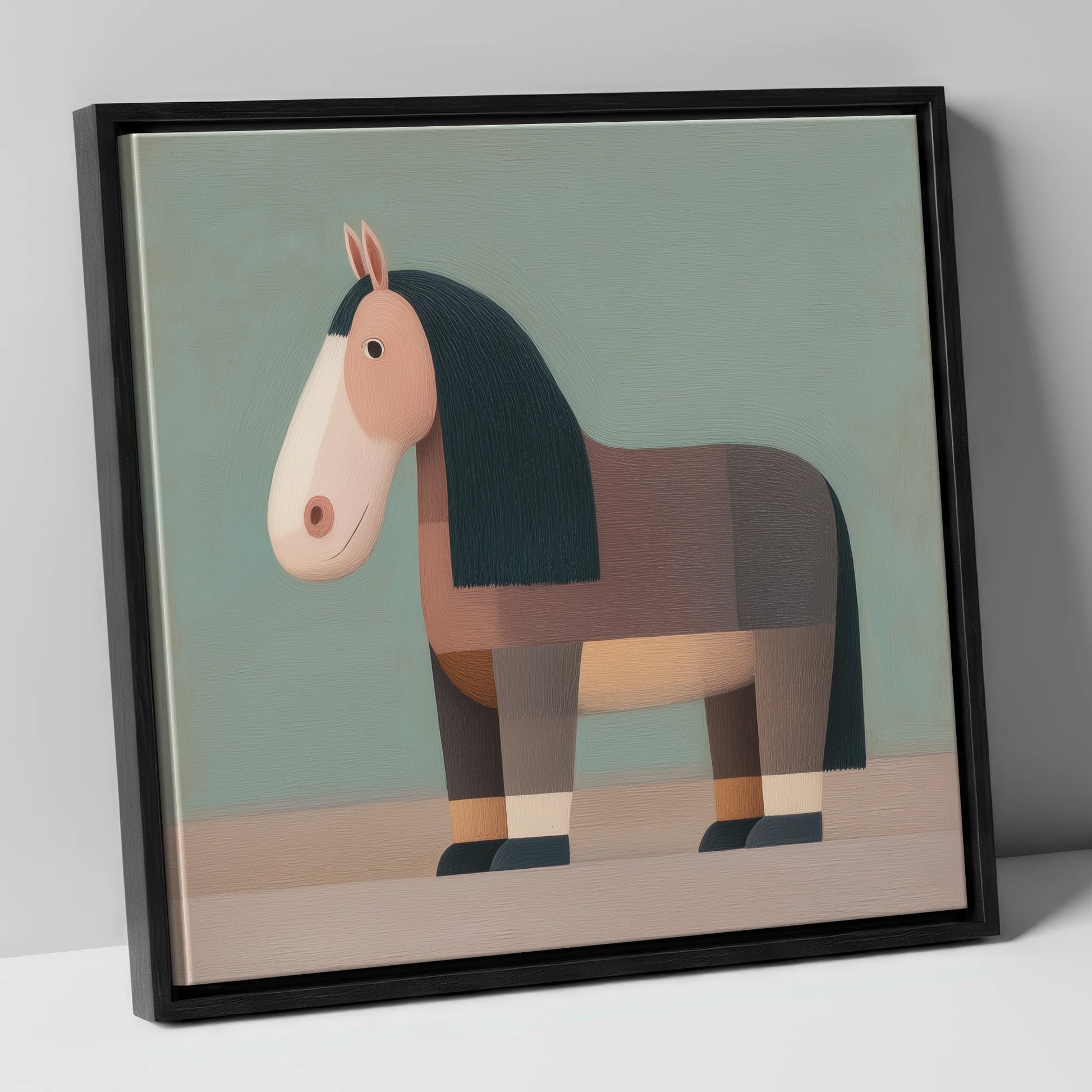 Nostalgic Equine Form horse breed canvas wall art in black frame