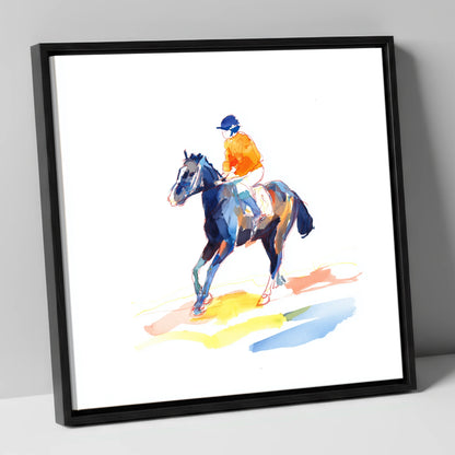 Vivid Racing Colours racing horse canvas wall art in black frame