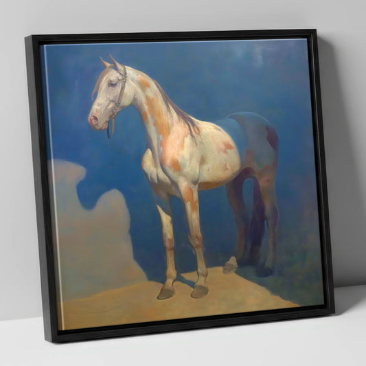 The Soulful Skewbald horse breed canvas wall art in black frame