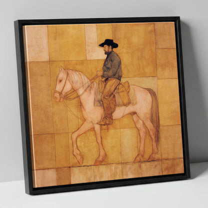 The Golden Trail western horse canvas wall art in black frame