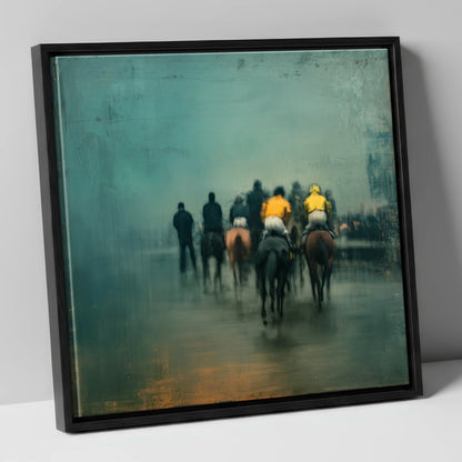 The Early Lot racing horse canvas wall art in black frame