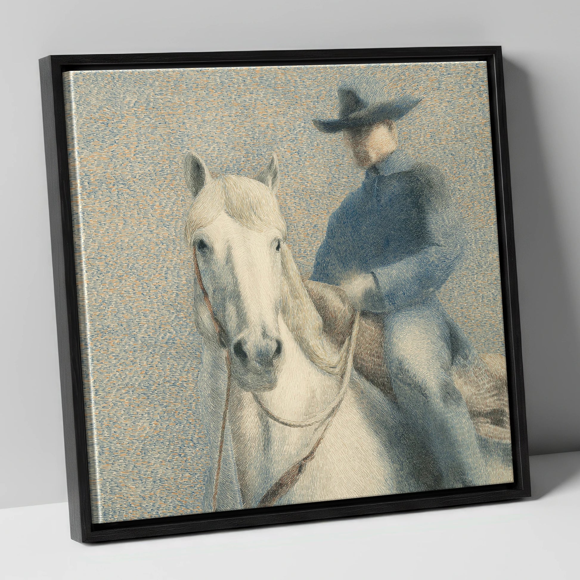 The Quiet Western western horse canvas wall art in black frame