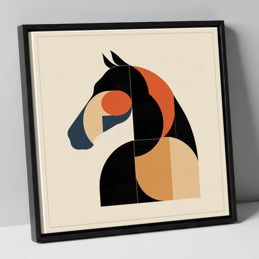 The Modernist Profile horse portrait canvas wall art in black frame