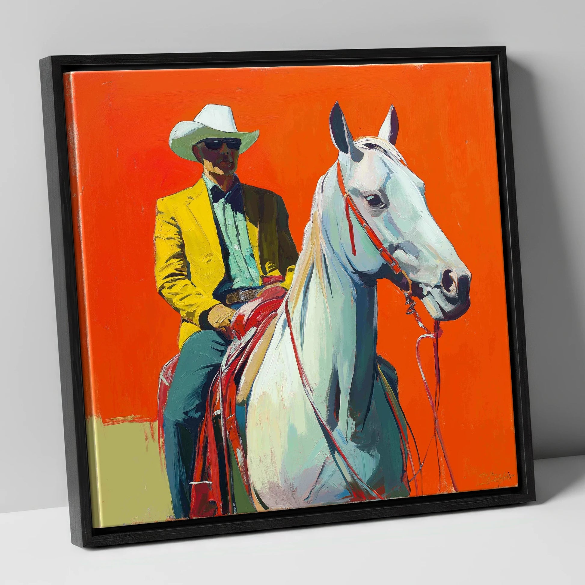 The Bright Frontier western horse canvas wall art in black frame