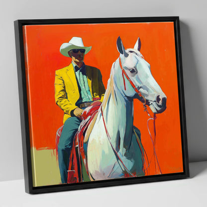 The Bright Frontier western horse canvas wall art in black frame