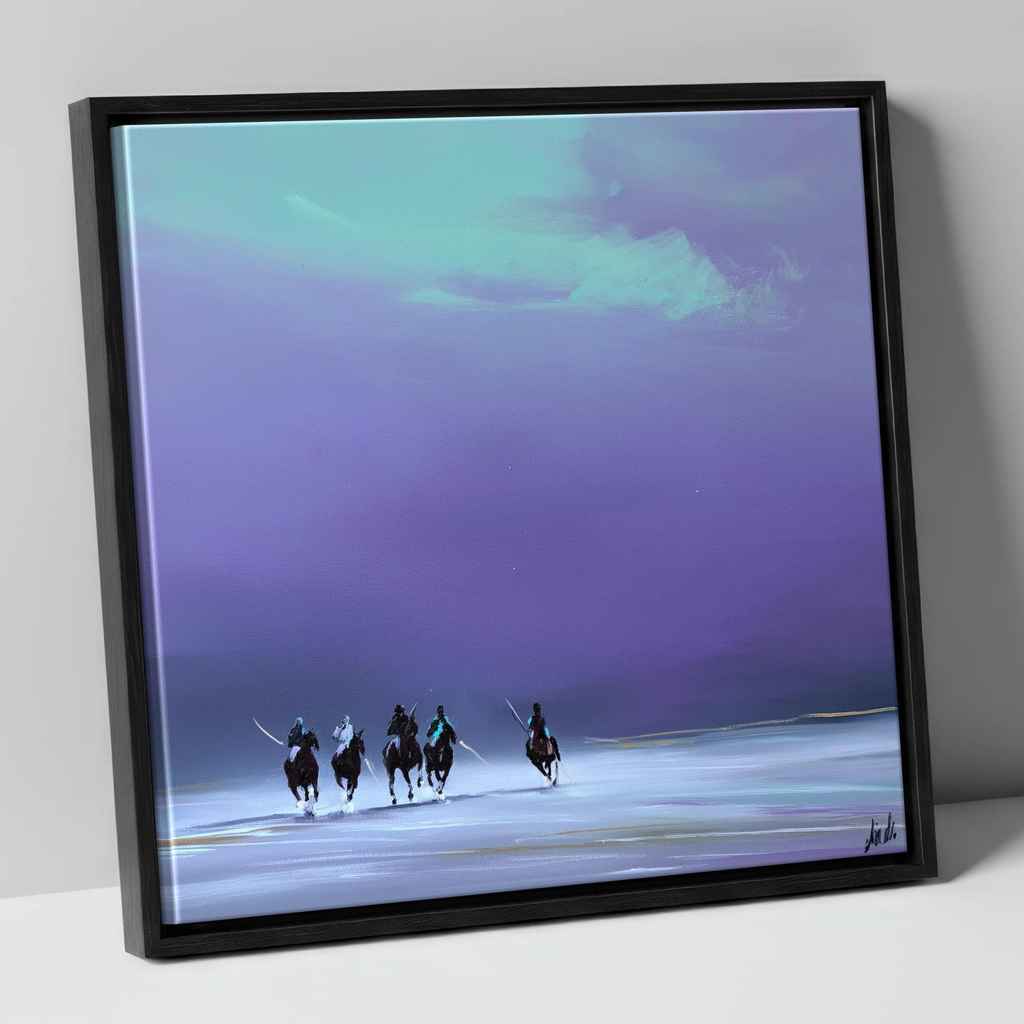The Final Chukka polo horse canvas wall art in black frame