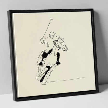 Fluidity of the Chukka polo horse canvas wall art in black frame