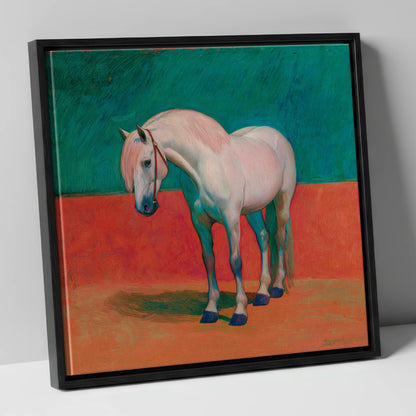The Painted Grey horse breed canvas wall art in black frame