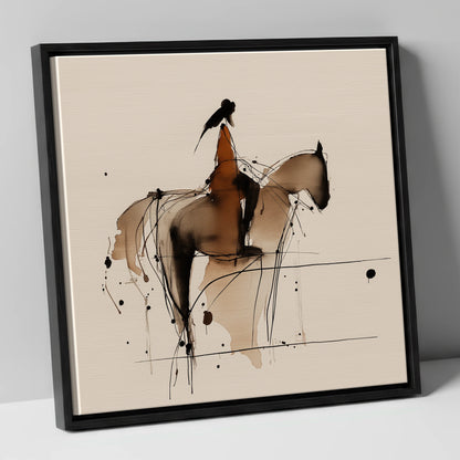The Silent Connection horse & rider canvas wall art in black frame