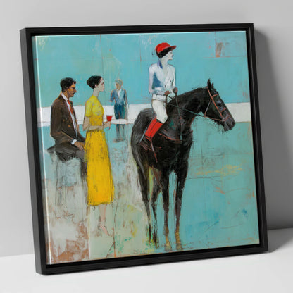 The Parade Ring racing horse canvas wall art in black frame