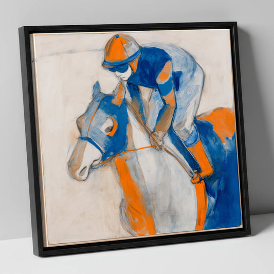 Bold Racing Silks racing horse canvas wall art in black frame