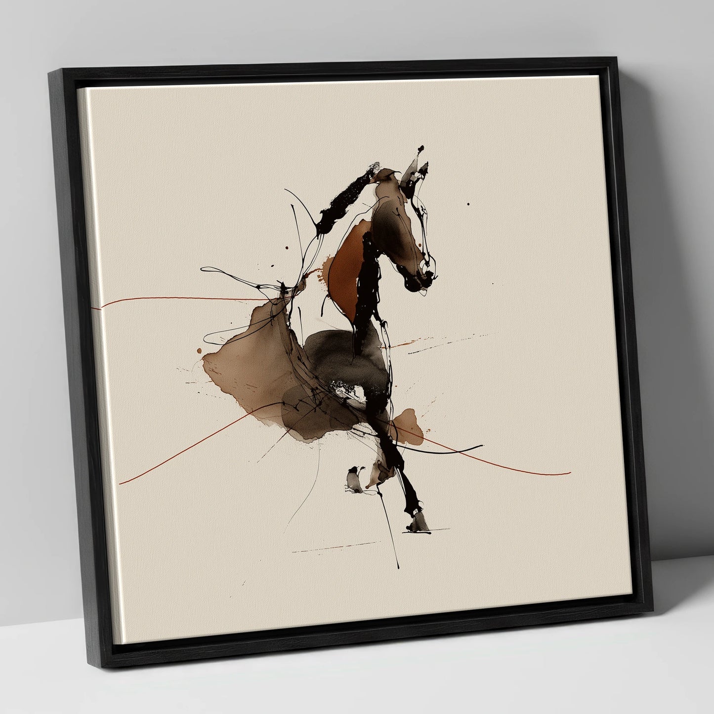 Abstract Dressage Form dressage horse canvas wall art in black frame