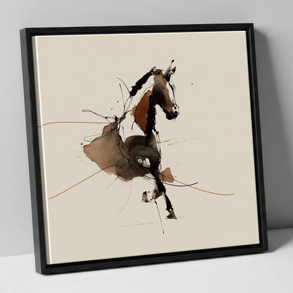 Abstract Dressage Form dressage horse canvas wall art in black frame