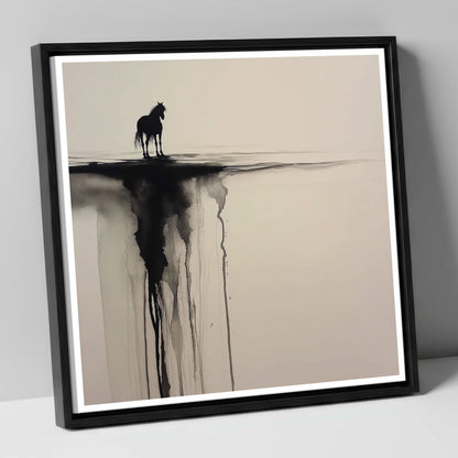 Edge of Silence horse landscape canvas wall art in black frame