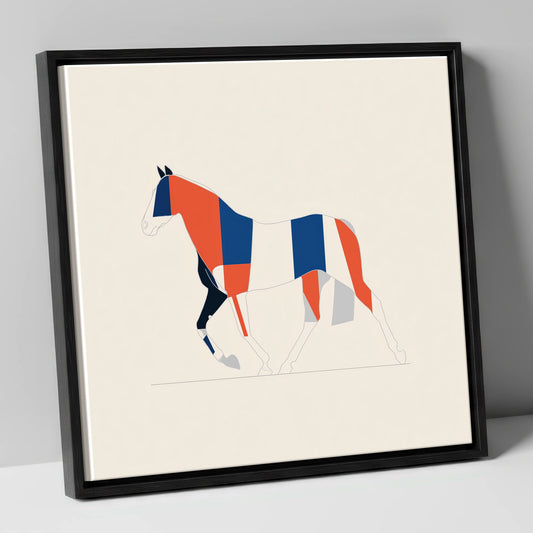 Graphic Equine Geometry horse breed canvas wall art in black frame