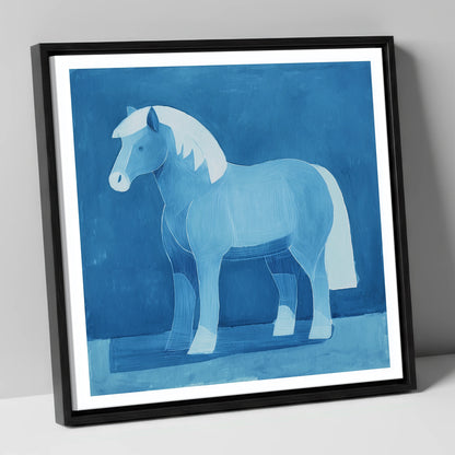 Cobalt Native Pony horse breed canvas wall art in black frame