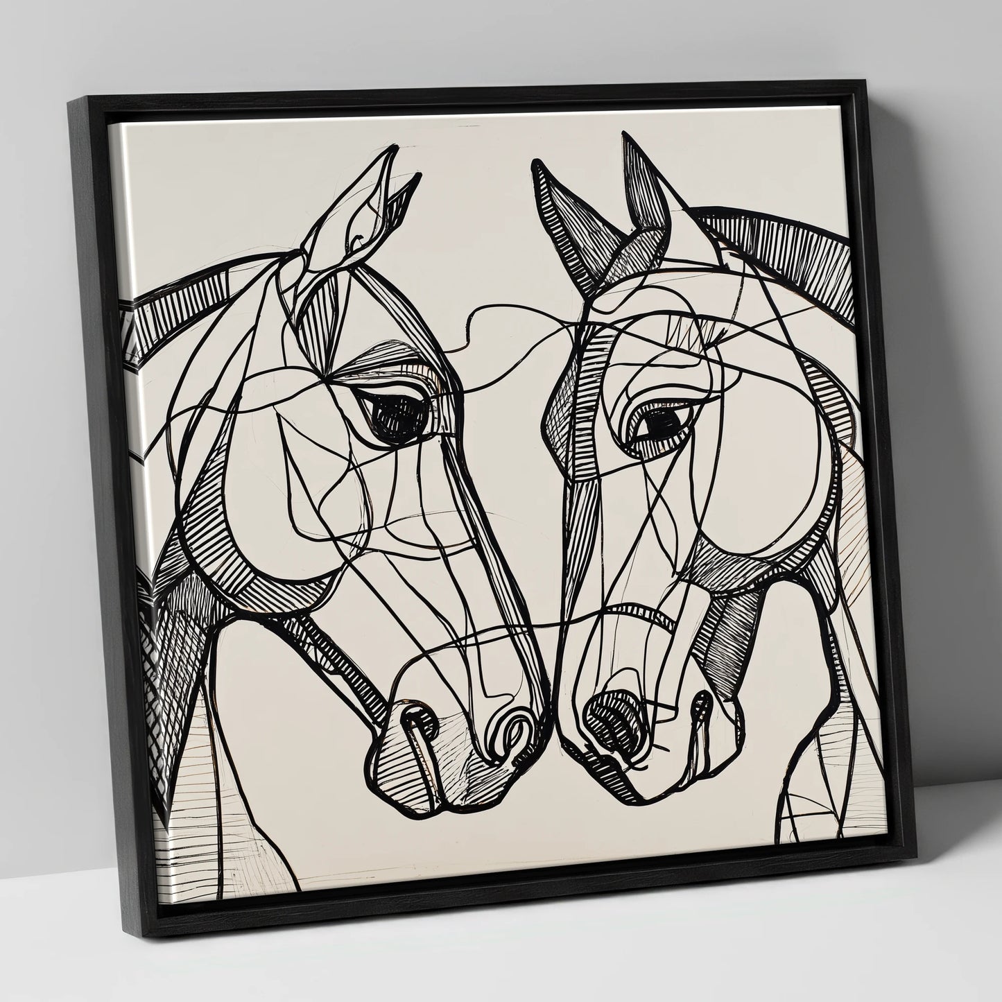 Structural Equine Bond horse portrait canvas wall art in black frame