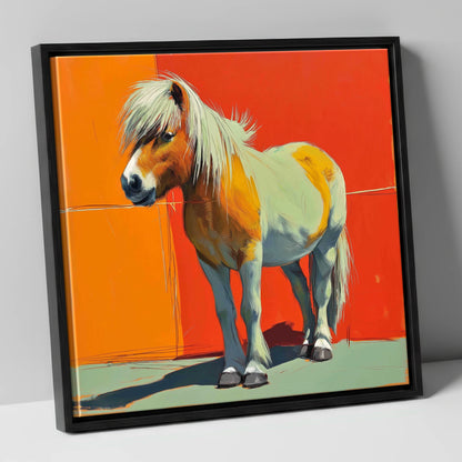 Vibrant Pony Portrait horse breed canvas wall art in black frame