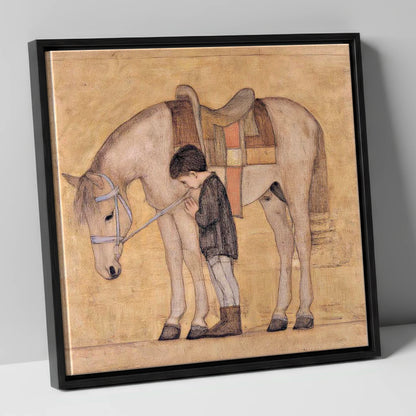 The Quiet Bond horse & rider canvas wall art in black frame