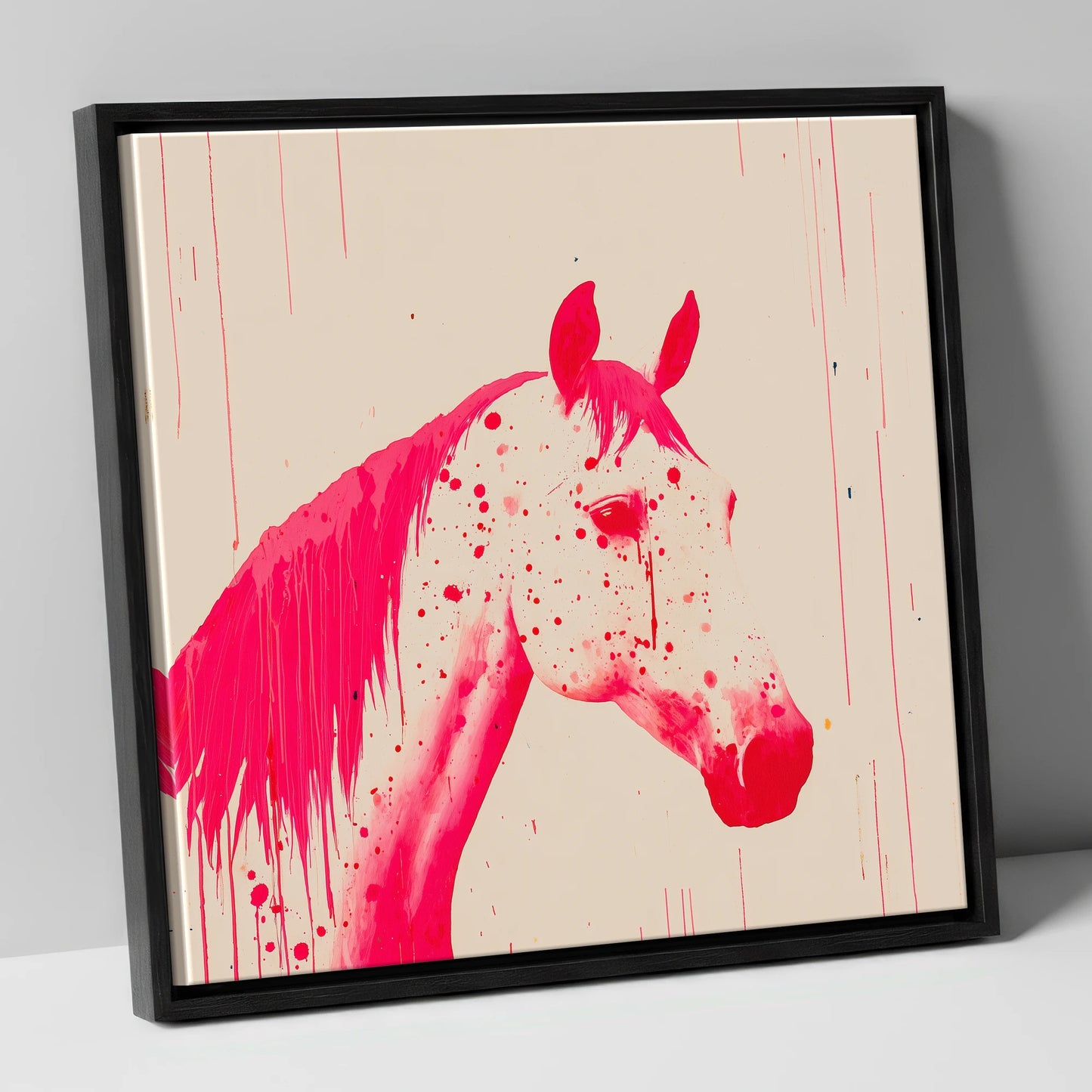 Bold Magenta Profile horse breed canvas wall art in black frame