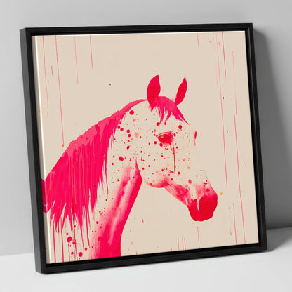 Bold Magenta Profile horse breed canvas wall art in black frame
