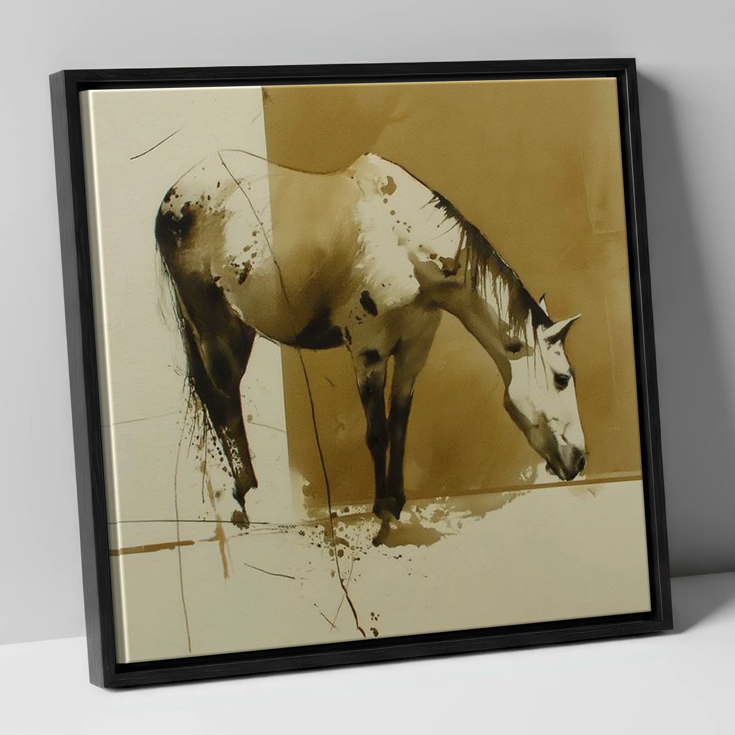 Sepia Ink Appaloosa horse breed canvas wall art in black frame