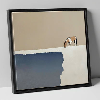 The Quiet Expanse horse landscape canvas wall art in black frame