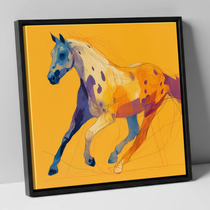 Painted Strides horse breed canvas wall art in black frame