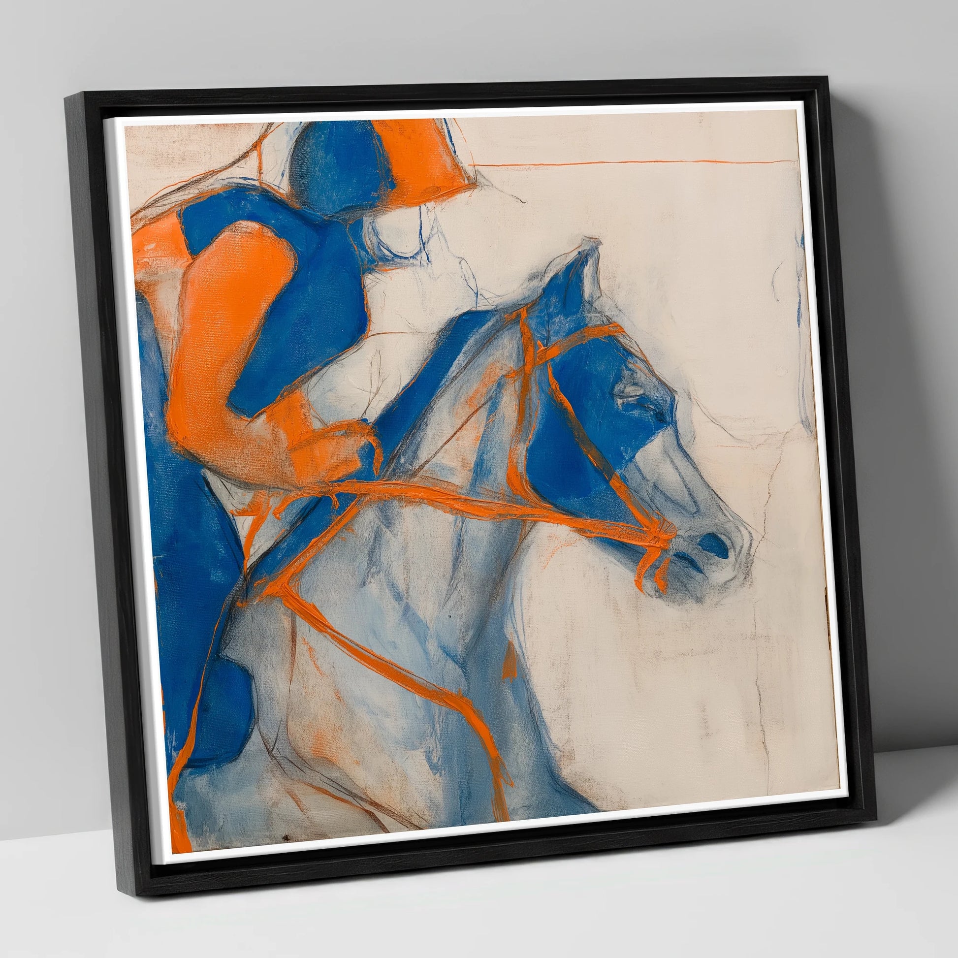 Ultramarine Racing Form racing horse canvas wall art in black frame