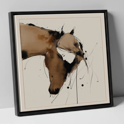 Unspoken Harmony horse & rider canvas wall art in black frame