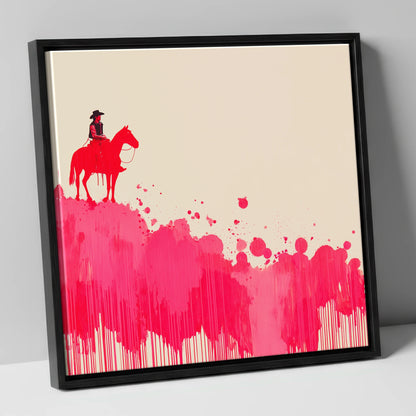 Magenta Maverick western horse canvas wall art in black frame